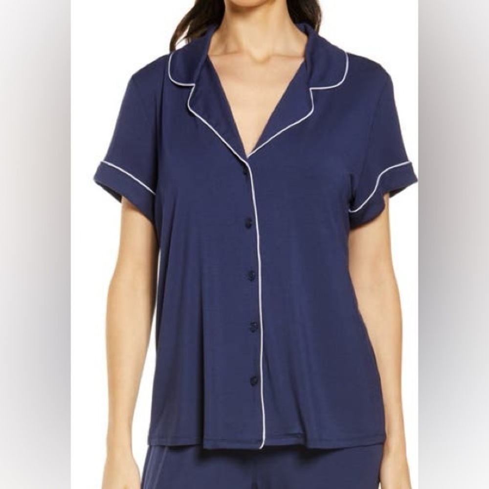 Women's Navy Blue Sleepwear Shirt pajama top Nordstrom brand women’s sz small - Picture 2 of 7